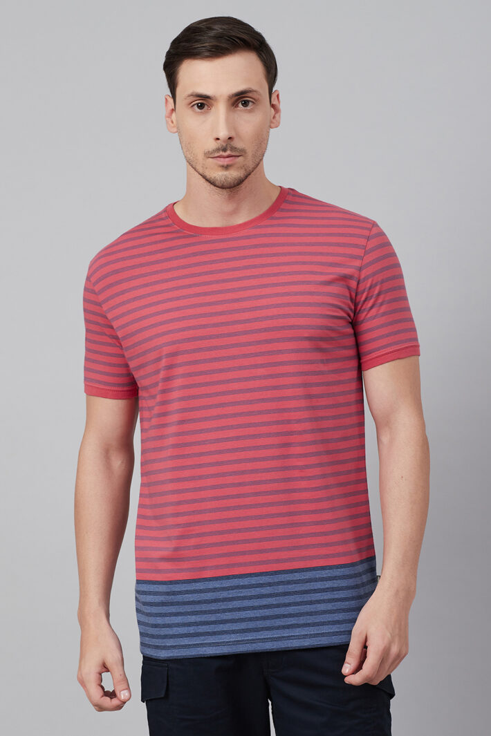 Fahrenheit Round Neck Colourblock Feeder Stripes