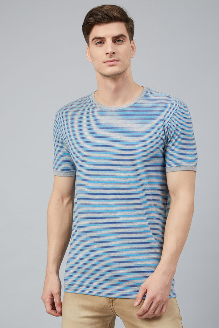 Fahrenheit Round Neck With Allover Feeder Stripes