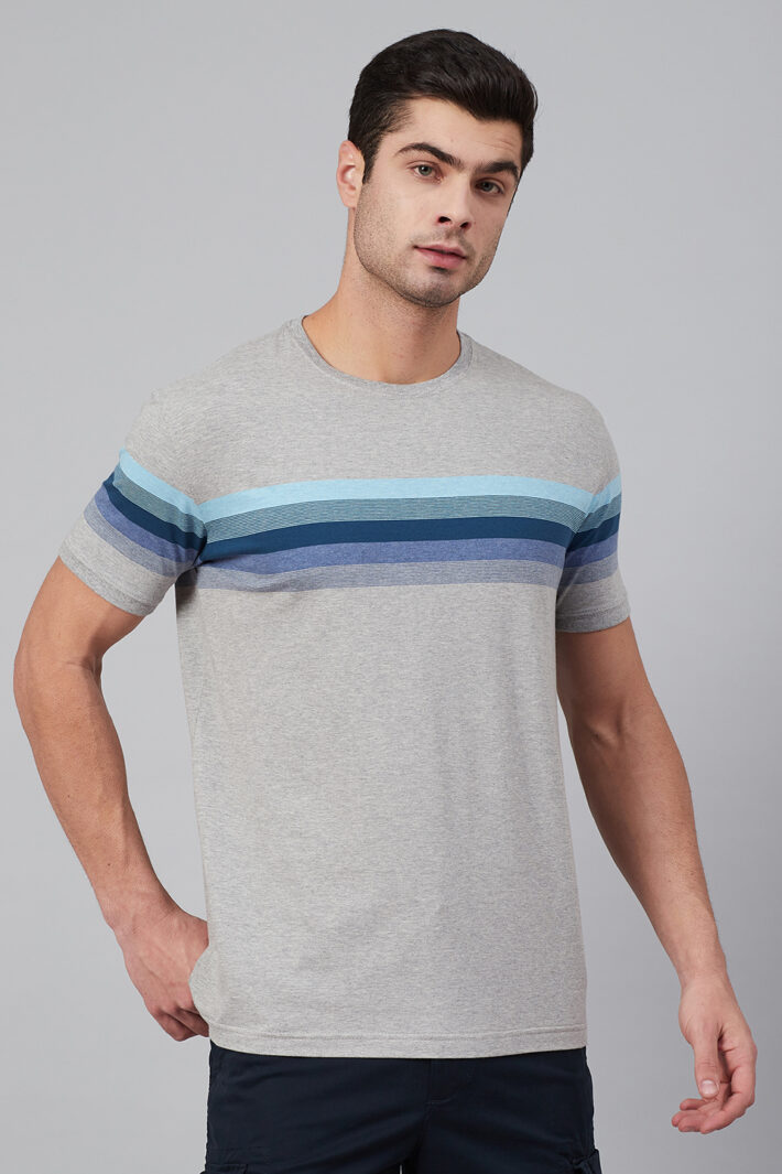 Fahrenheit Round Neck With Engineered Stripe On Chest