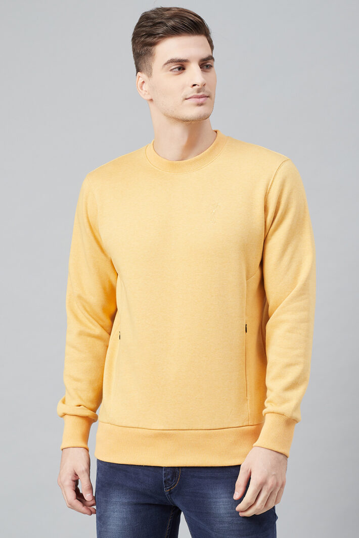 Fahrenheit Round Neck Fleece Sweatshirt Light Yellow