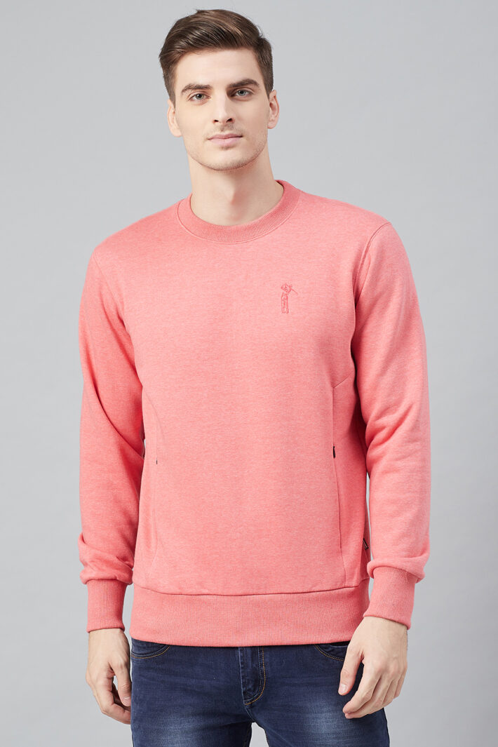 Fahrenheit Round Neck Fleece Sweatshirt Flamingo Pink