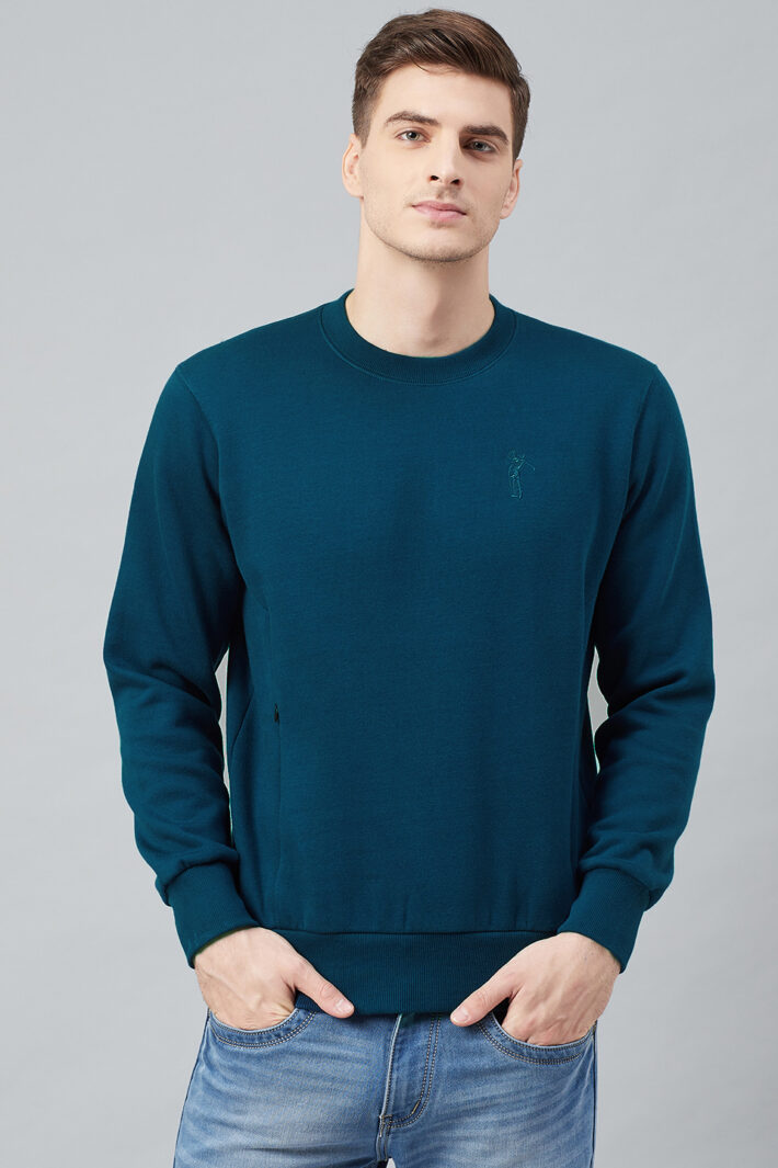 Fahrenheit Round Neck Fleece Sweatshirt Blue