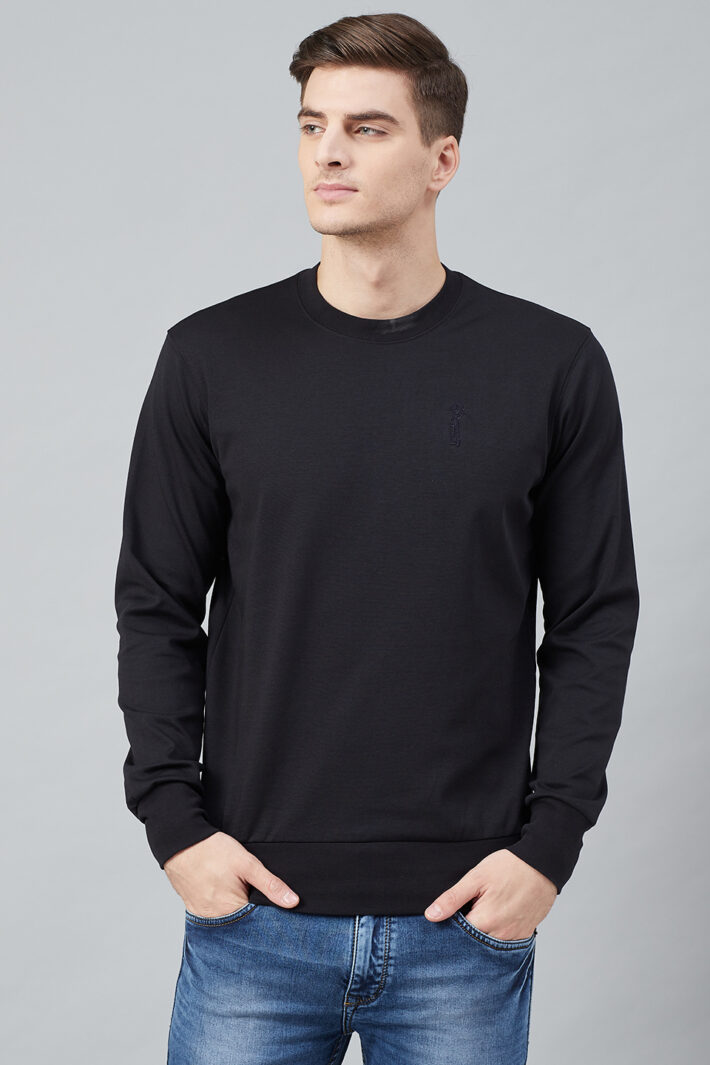 Fahrenheit Solid Round Neck Sweatshirt Black