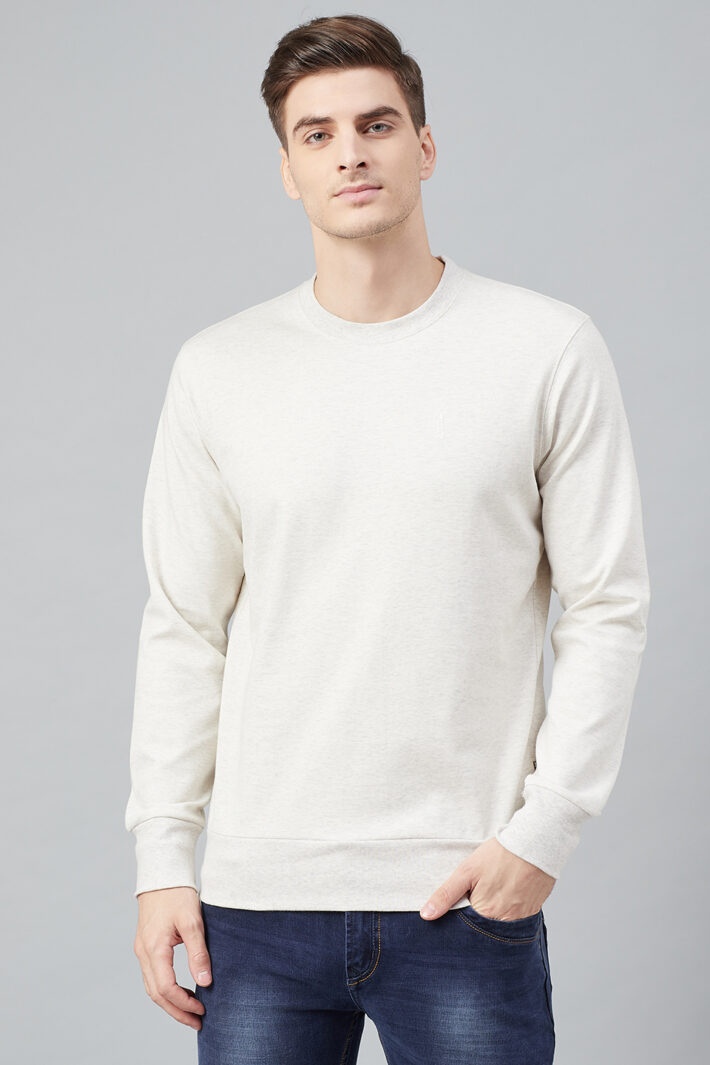 Fahrenheit Solid Round Neck Sweatshirt White