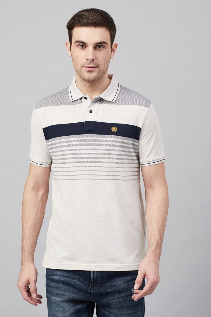 Fahrenheit Jacquard Knit With Engineered Stripe Polo