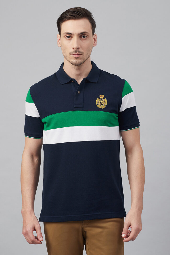 Fahrenheit Chest Stripe Colourblock Polo Shirt