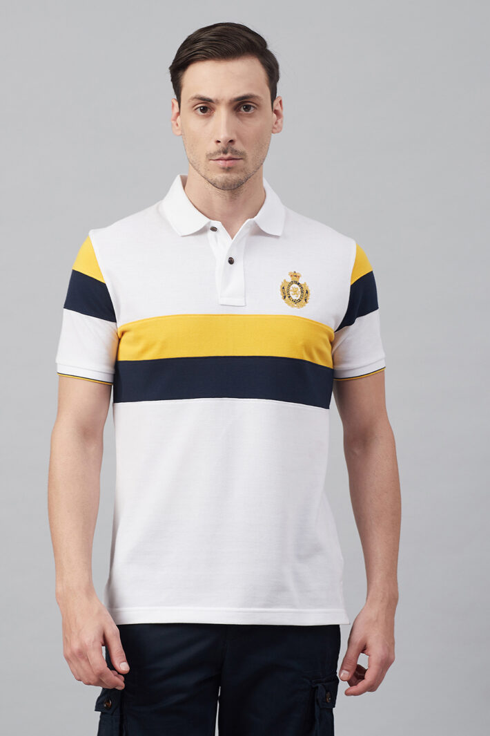 Fahrenheit Chest Stripe Colourblock Polo Shirt