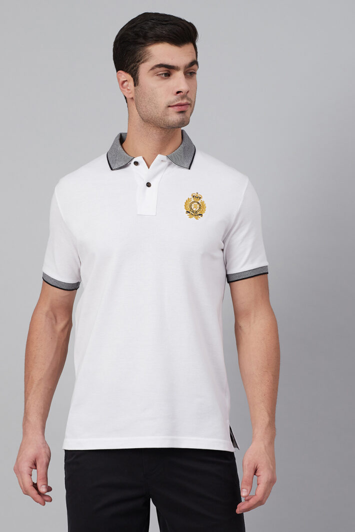 Fahrenheit Solid Polo With Jacquard Collar