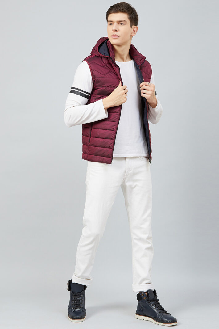 Fahrenheit Hooded Sleeveless Jacket Red