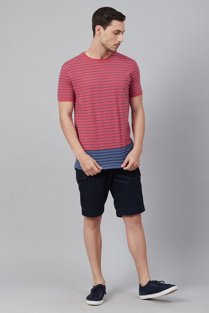 Fahrenheit Round Neck Colourblock Feeder Stripes