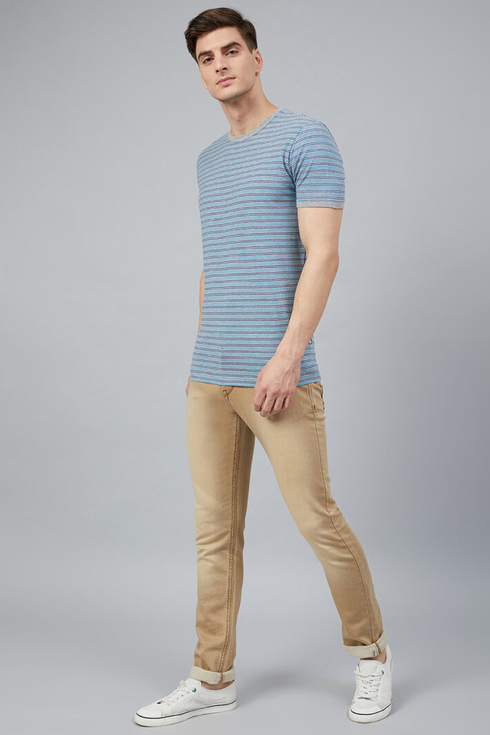 Fahrenheit Round Neck With Allover Feeder Stripes