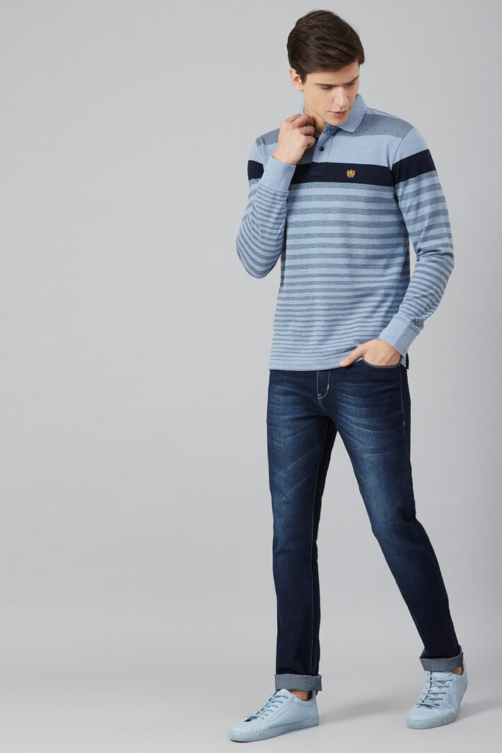 Fahrenheit Jacquard Knit With Engineered Stripe Polo