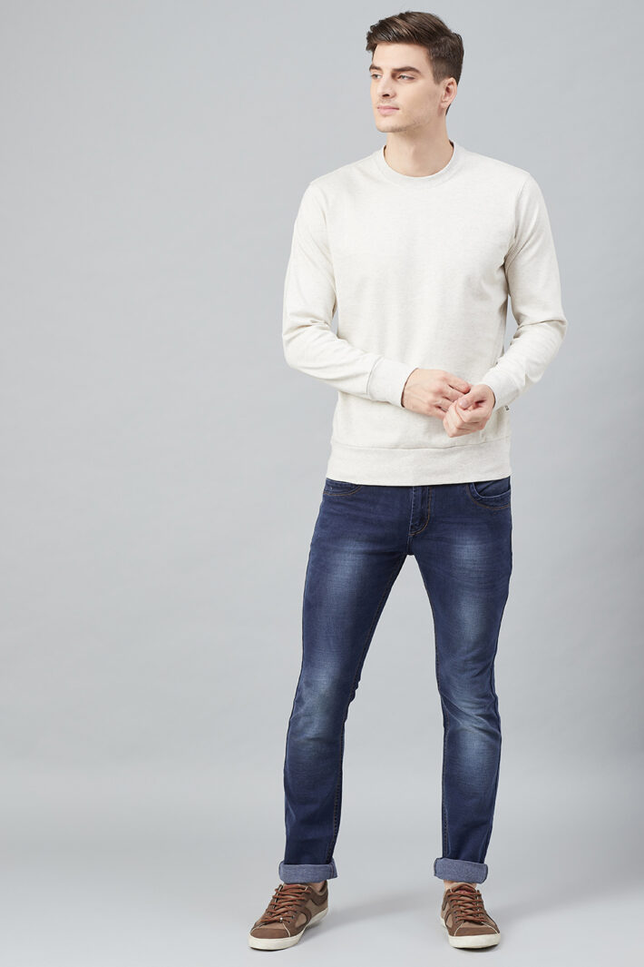 Fahrenheit Solid Round Neck Sweatshirt White