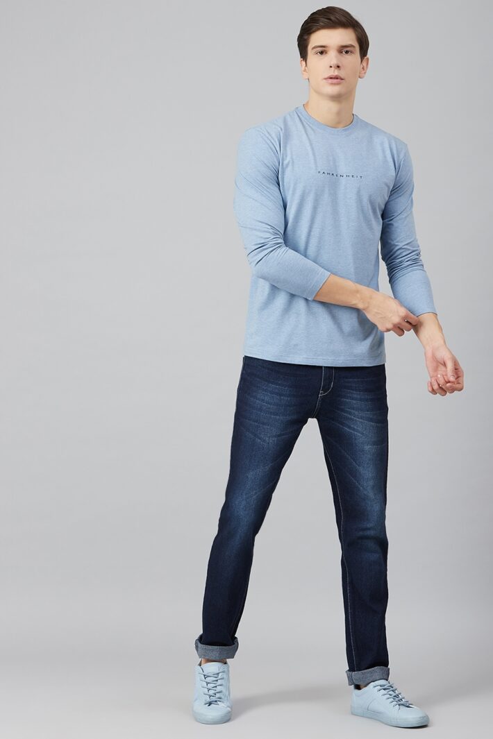Fahrenheit Lycra Jersey Round Neck Light Blue