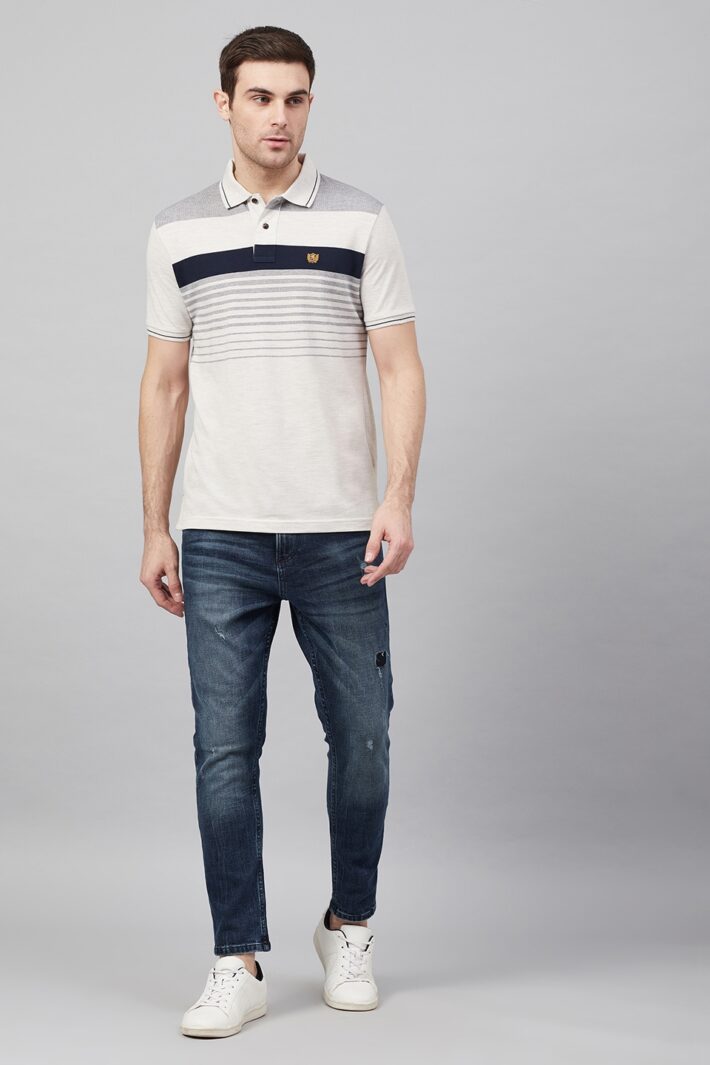 Fahrenheit Jacquard Knit With Engineered Stripe Polo