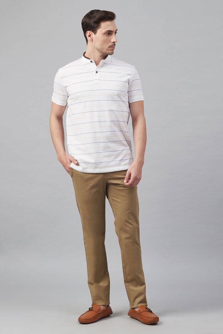 Fahrenheit Striper Stand-Up Collar Polo Shirt