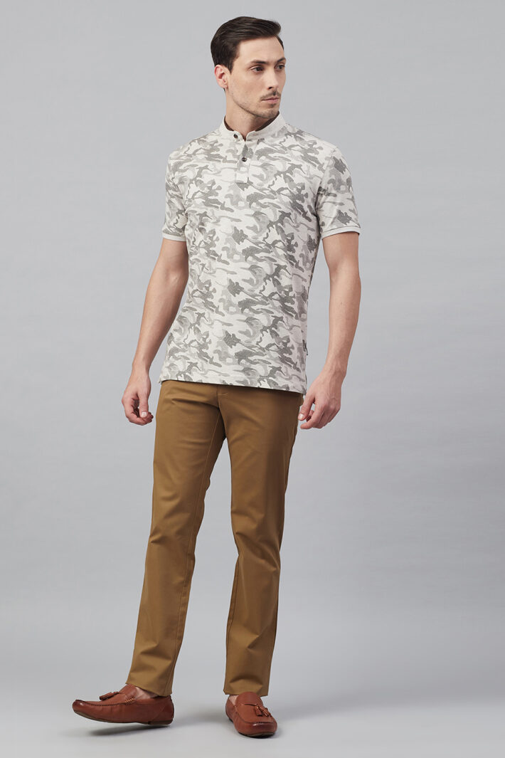 Fahrenheit Modern Camouflage Print Stand-Up Collar Polo Shirt