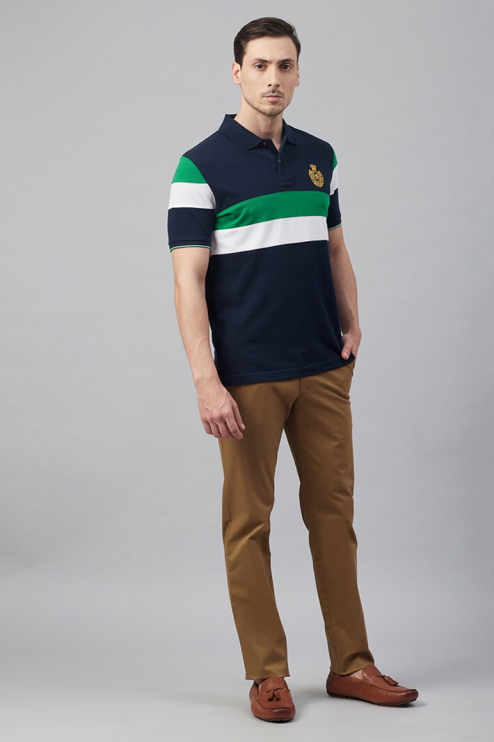 Fahrenheit Chest Stripe Colourblock Polo Shirt