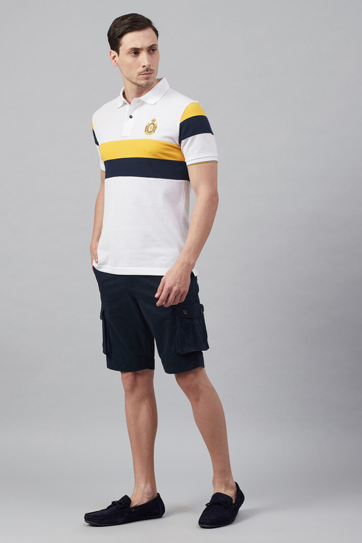 Fahrenheit Chest Stripe Colourblock Polo Shirt