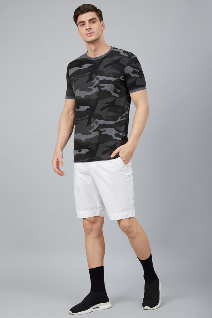 Fahrenheit Round Neck With Allover Camouflage Print