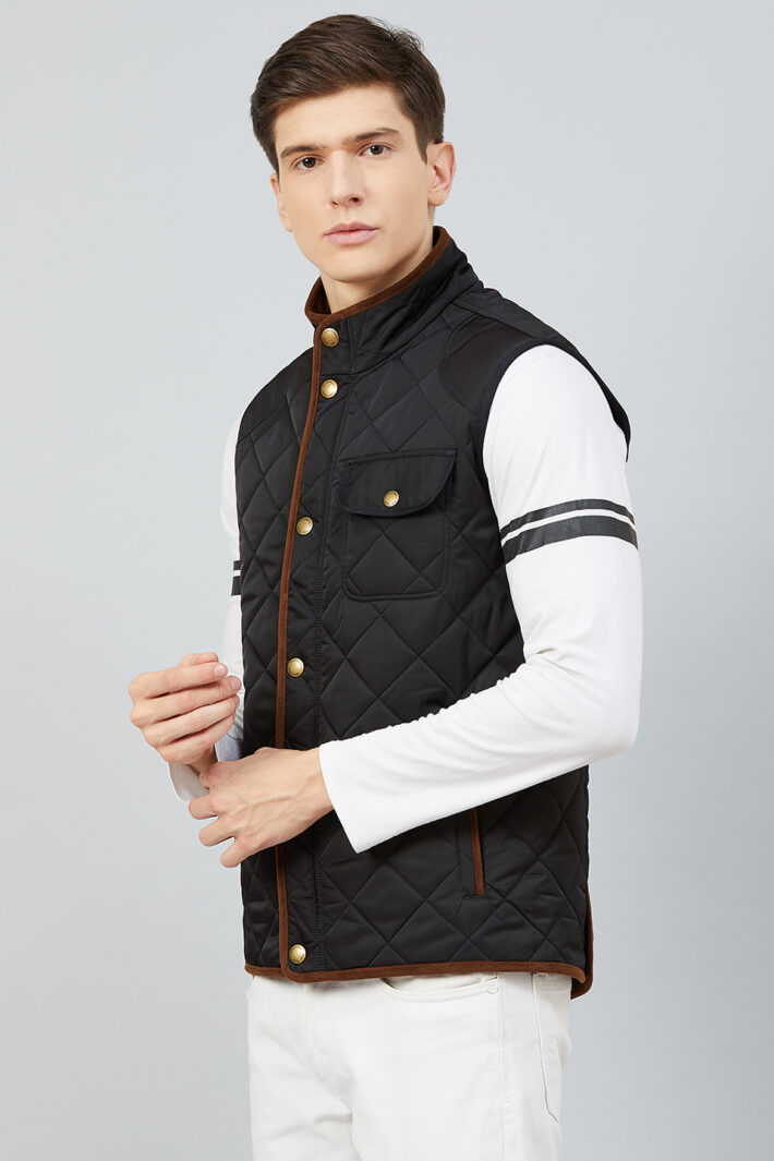 Quilted Sleeveless Jacket Black