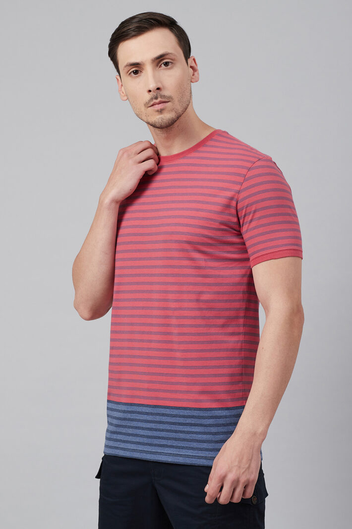 Fahrenheit Round Neck Colourblock Feeder Stripes