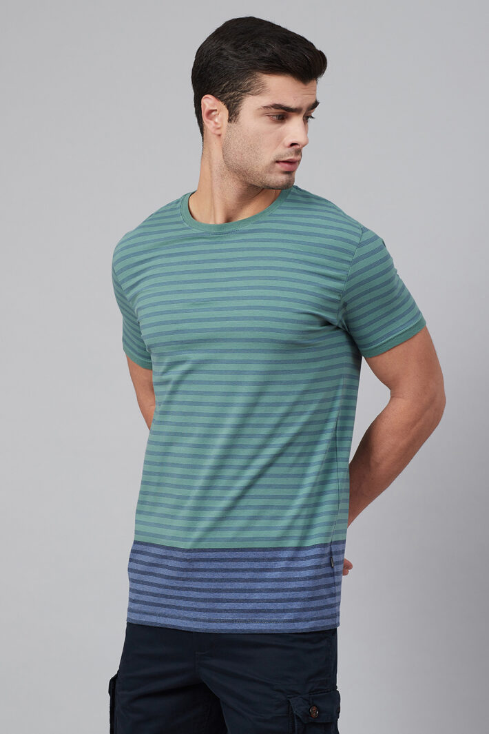 Fahrenheit Round Neck Colourblock Feeder Stripes