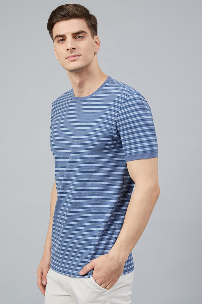 Fahrenheit Round Neck With Allover Feeder Stripes