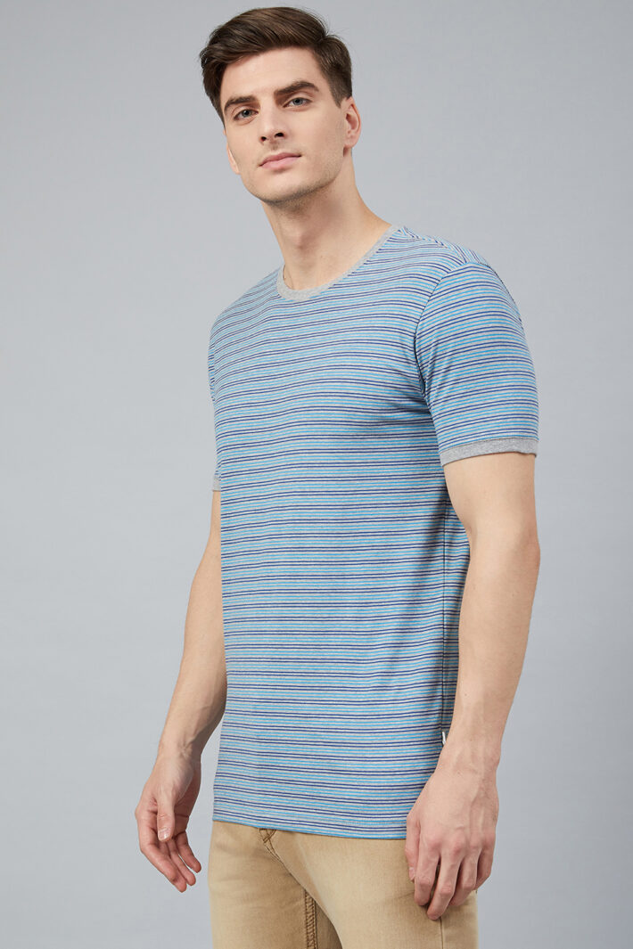 Fahrenheit Round Neck With Allover Feeder Stripes