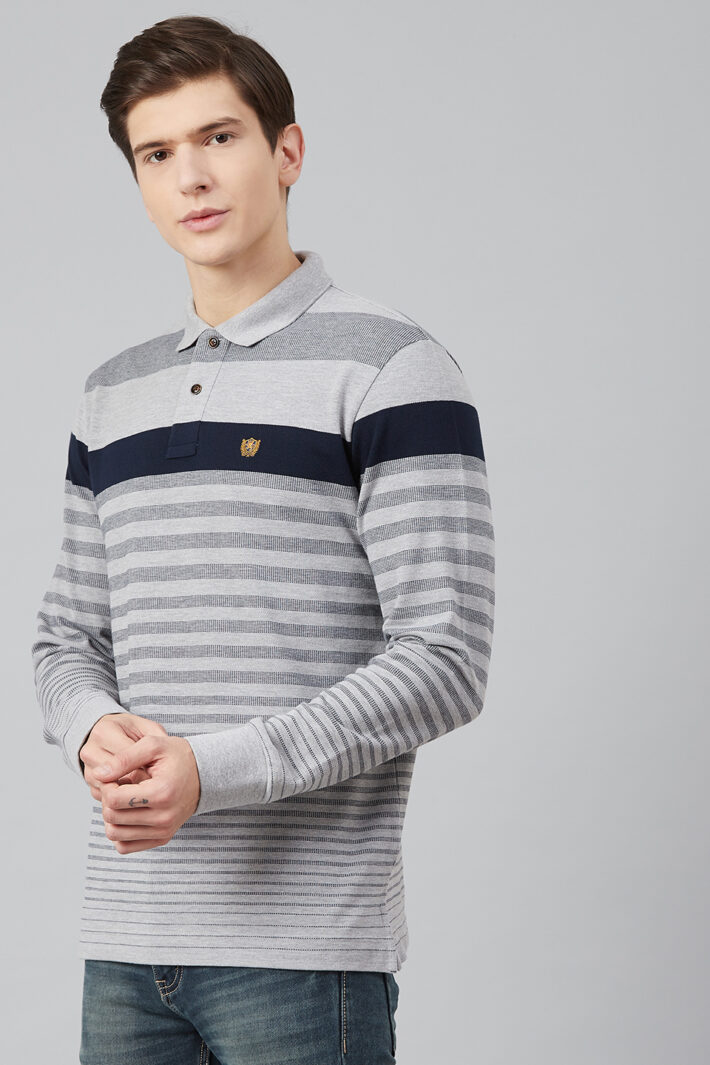 Fahrenheit Jacquard Knit With Engineered Stripe Polo