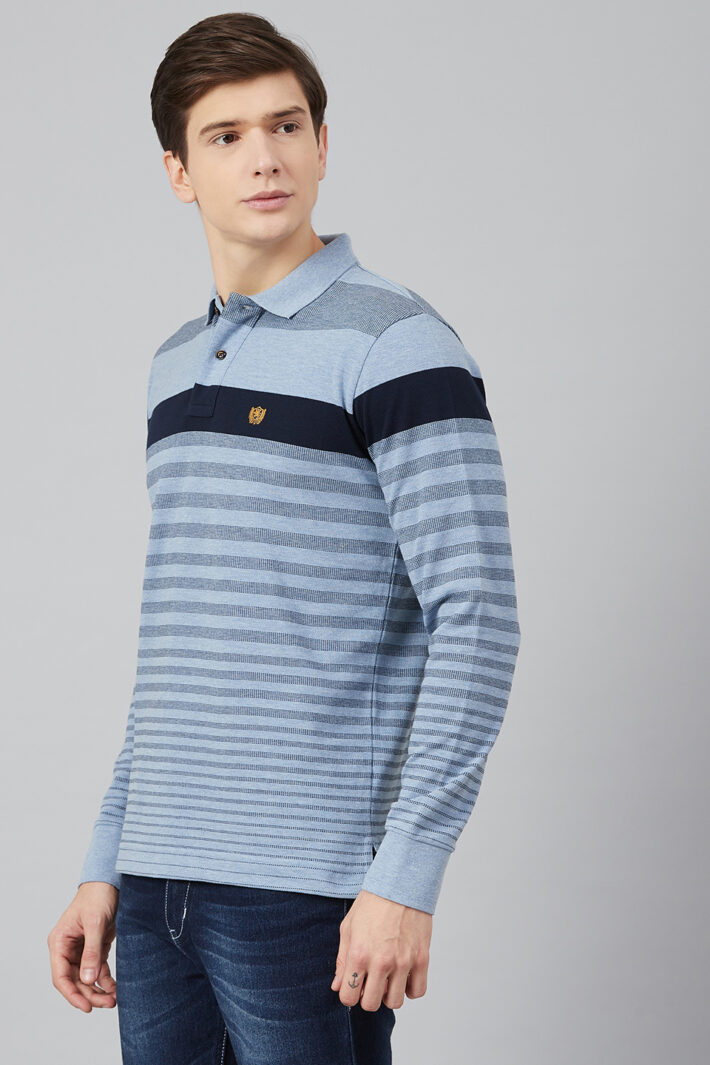 Fahrenheit Jacquard Knit With Engineered Stripe Polo