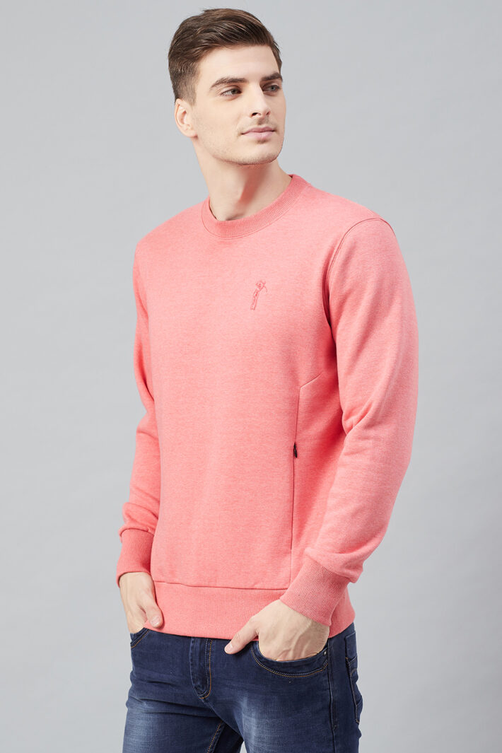 Fahrenheit Round Neck Fleece Sweatshirt Flamingo Pink