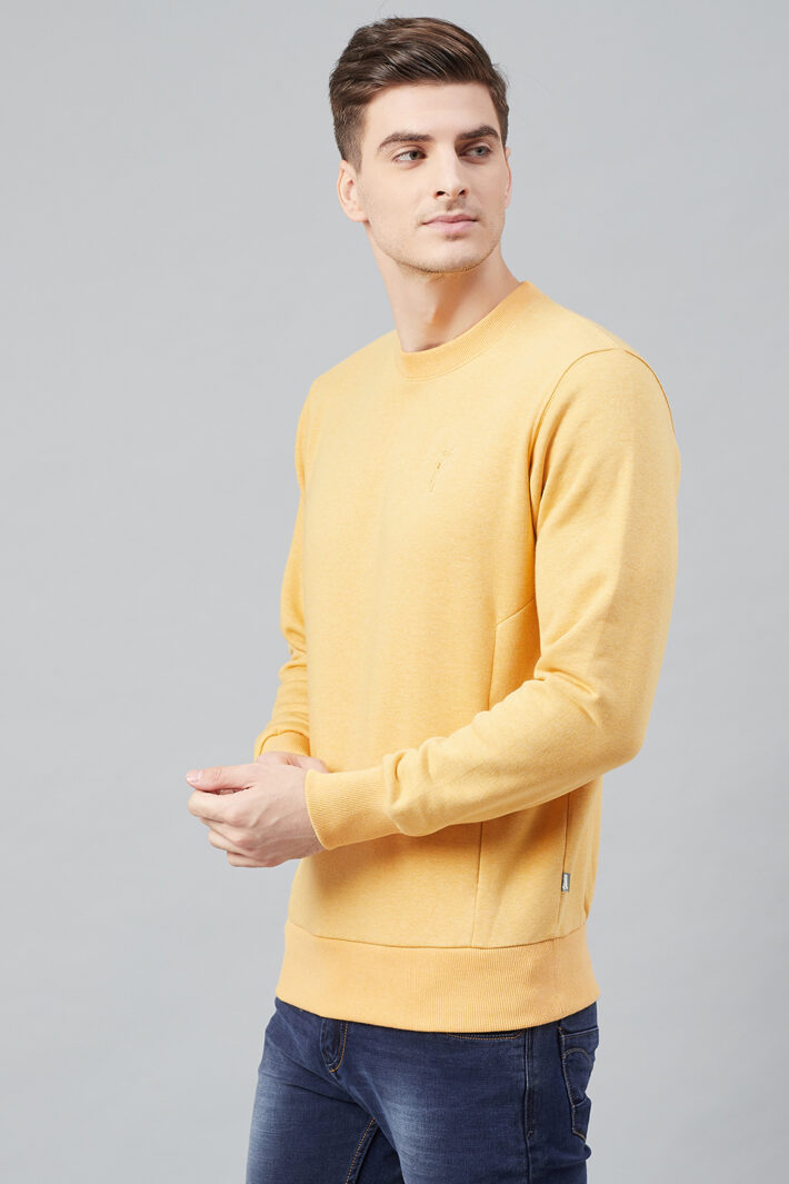 Fahrenheit Round Neck Fleece Sweatshirt Light Yellow