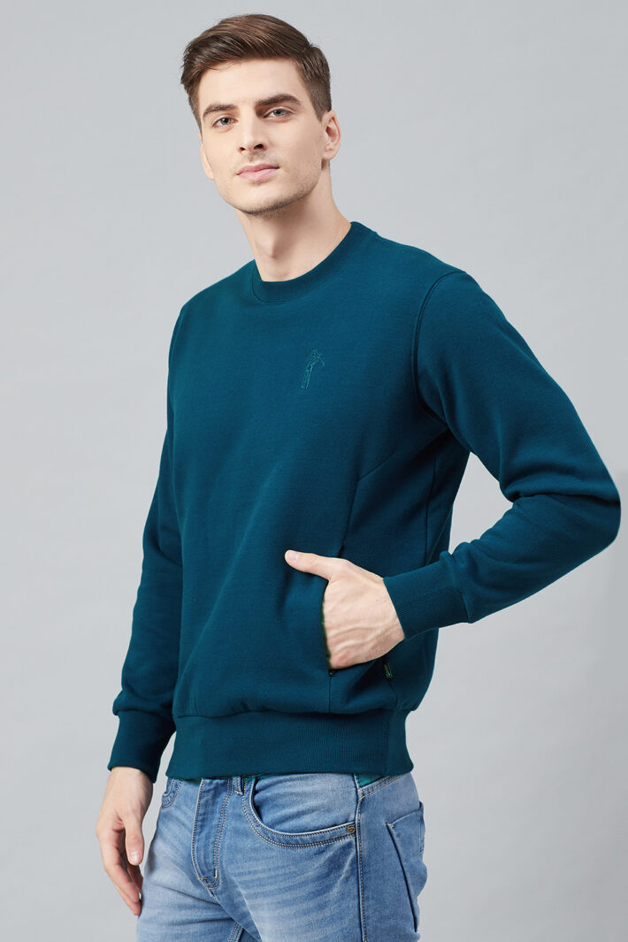 Fahrenheit Round Neck Fleece Sweatshirt Blue