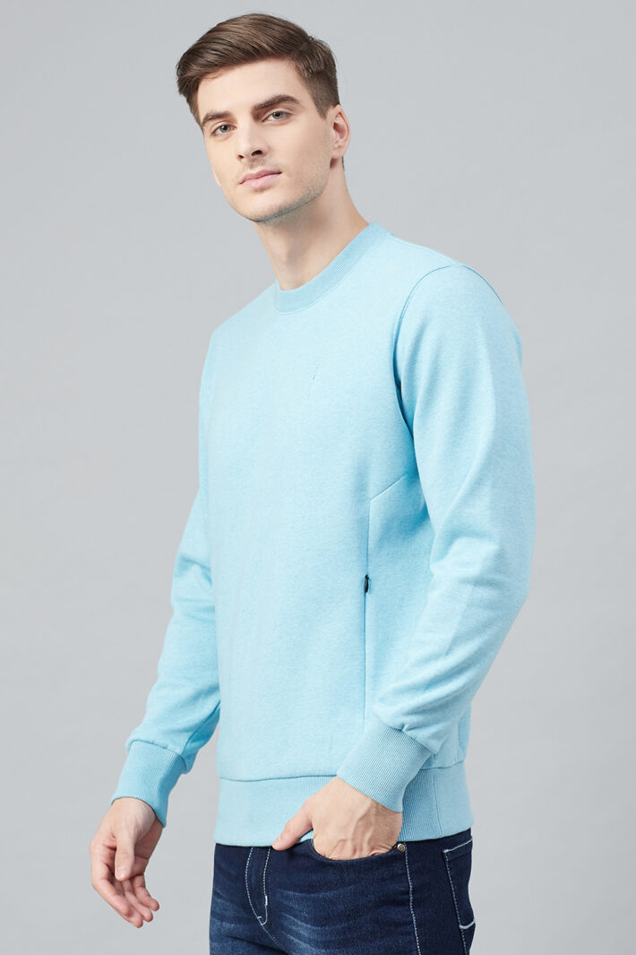 Fahrenheit Round Neck Fleece Sweatshirt Light Blue