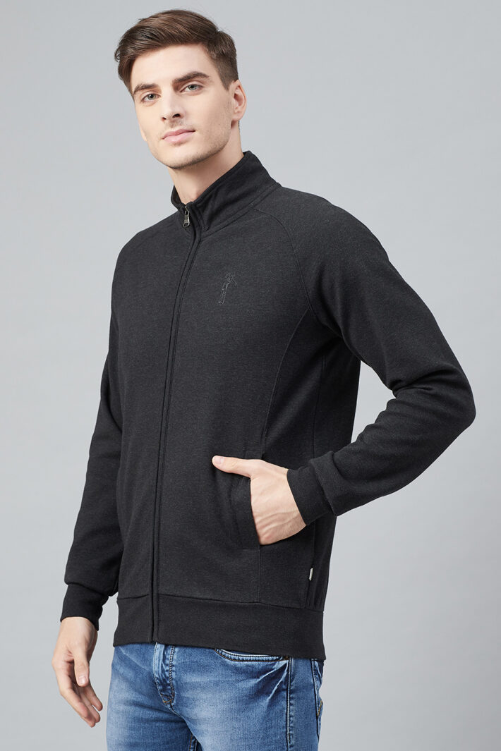 Fahrenheit Full Zip Lightweight Solid Sweatshirt Black