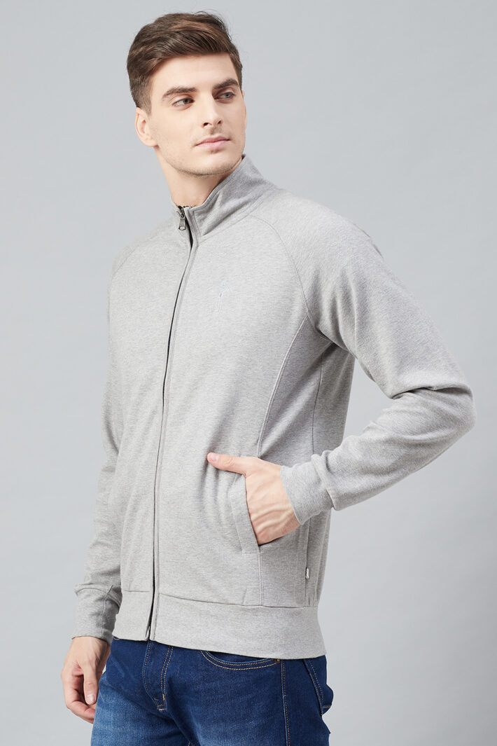 Fahrenheit Full Zip Lightweight Solid Sweatshirt Grey