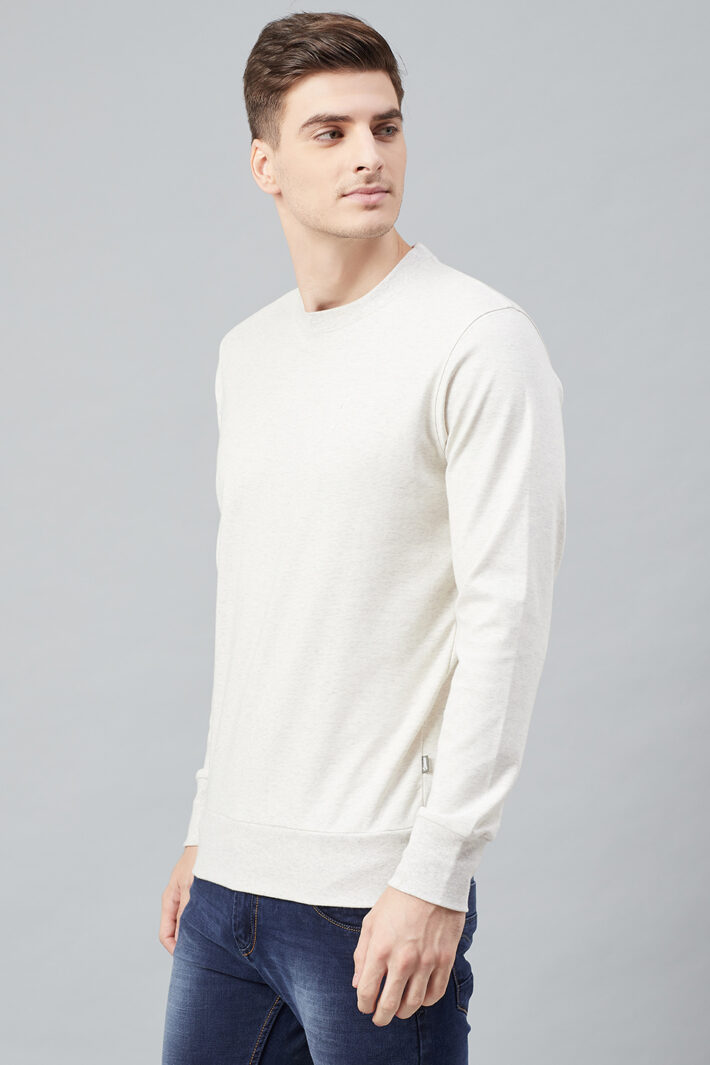 Fahrenheit Solid Round Neck Sweatshirt White