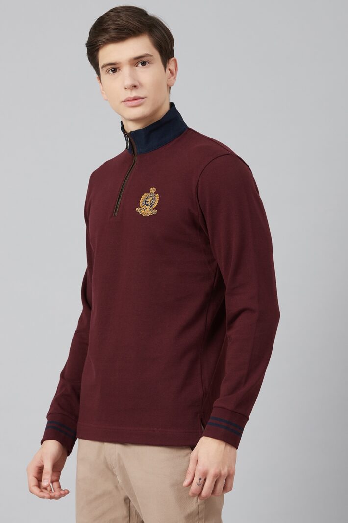 Fahrenheit Zip Neck Solid Rugby Polo