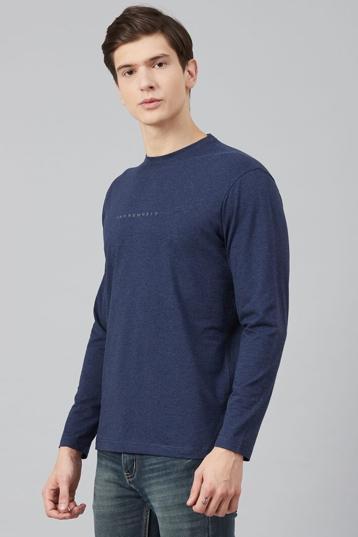 Fahrenheit Lycra Jersey Round Neck Navy Blue