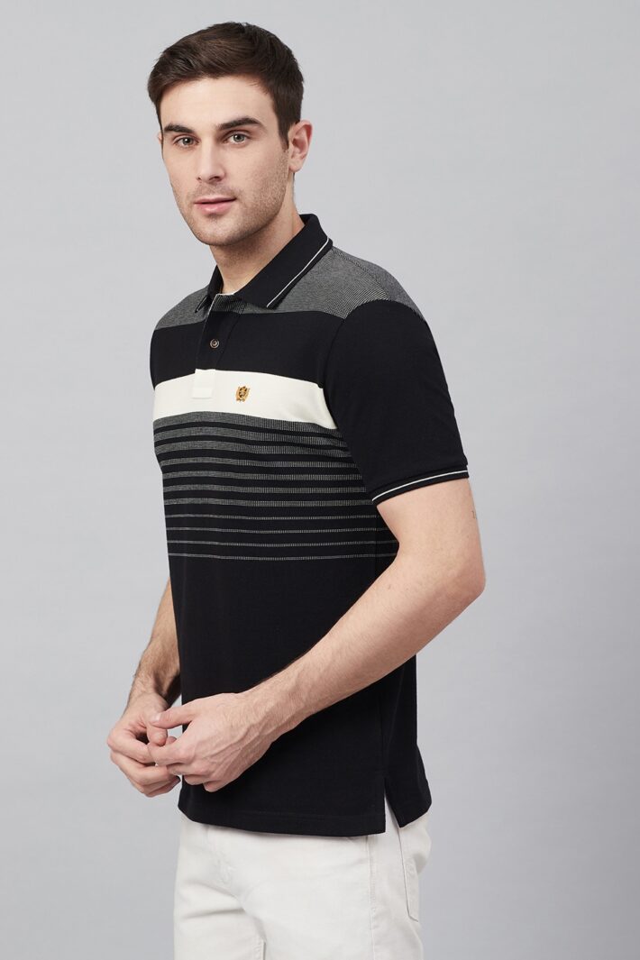 Fahrenheit Jacquard Knit With Engineered Stripe Polo