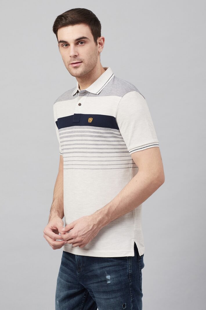 Fahrenheit Jacquard Knit With Engineered Stripe Polo