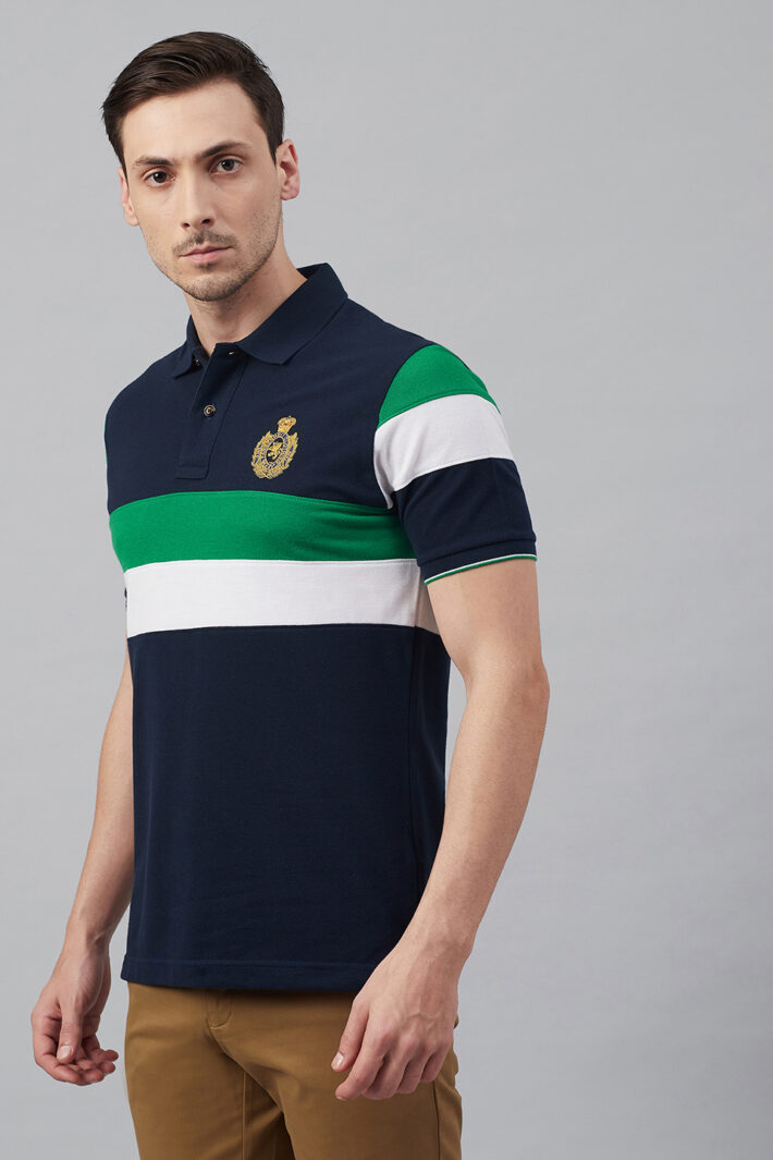 Fahrenheit Chest Stripe Colourblock Polo Shirt