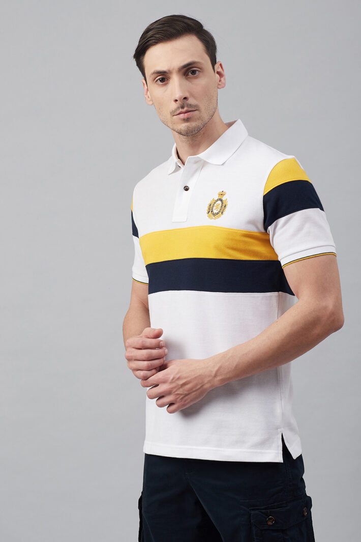 Fahrenheit Chest Stripe Colourblock Polo Shirt