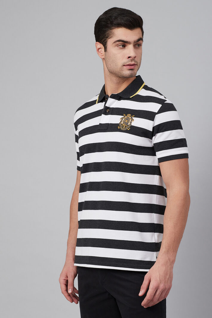 Stripe Polo With Tipped Collar