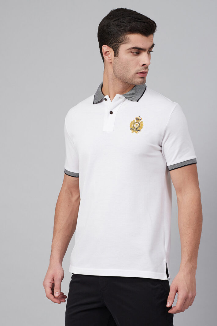 Fahrenheit Solid Polo With Jacquard Collar