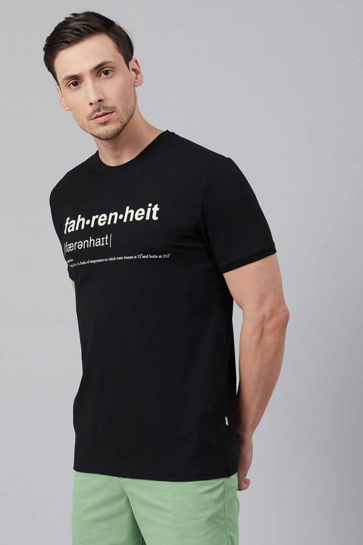 Fahrenheit Round Neck With Fahrenheit Print Black