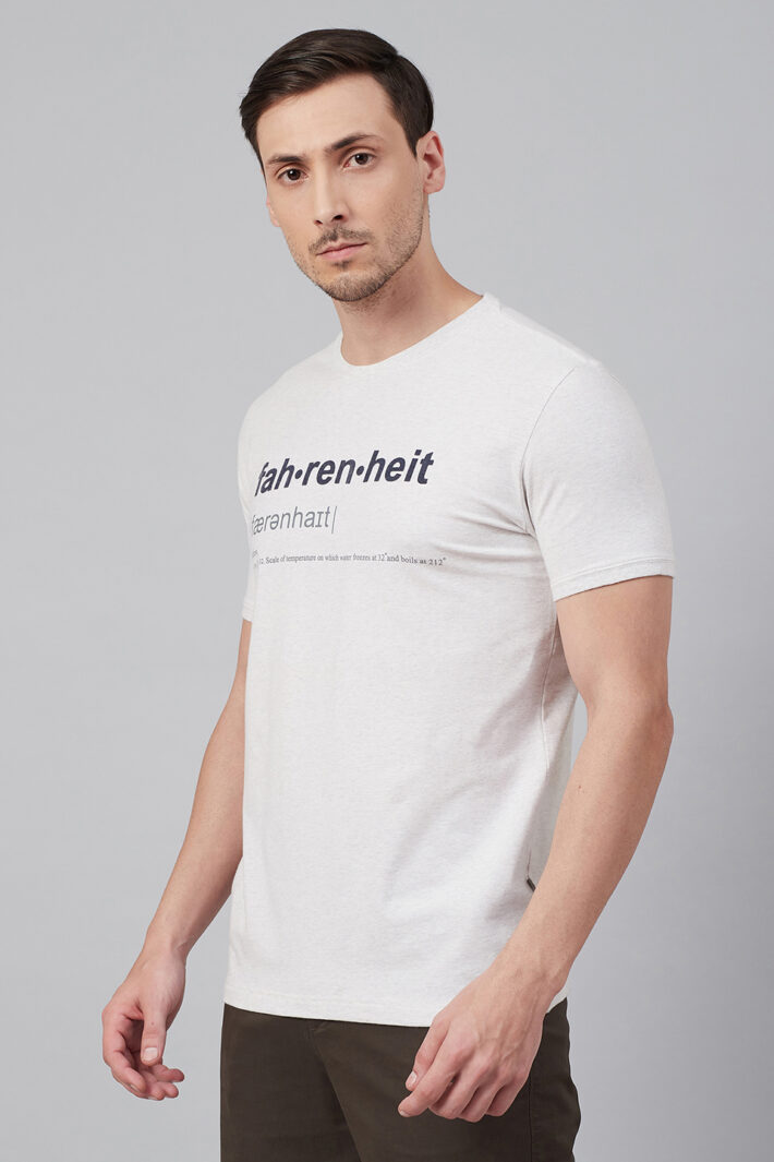 Fahrenheit Round Neck With Fahrenheit Print White