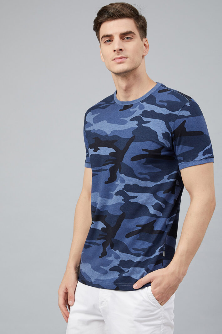 Fahrenheit Round Neck With Allover Camouflage Print