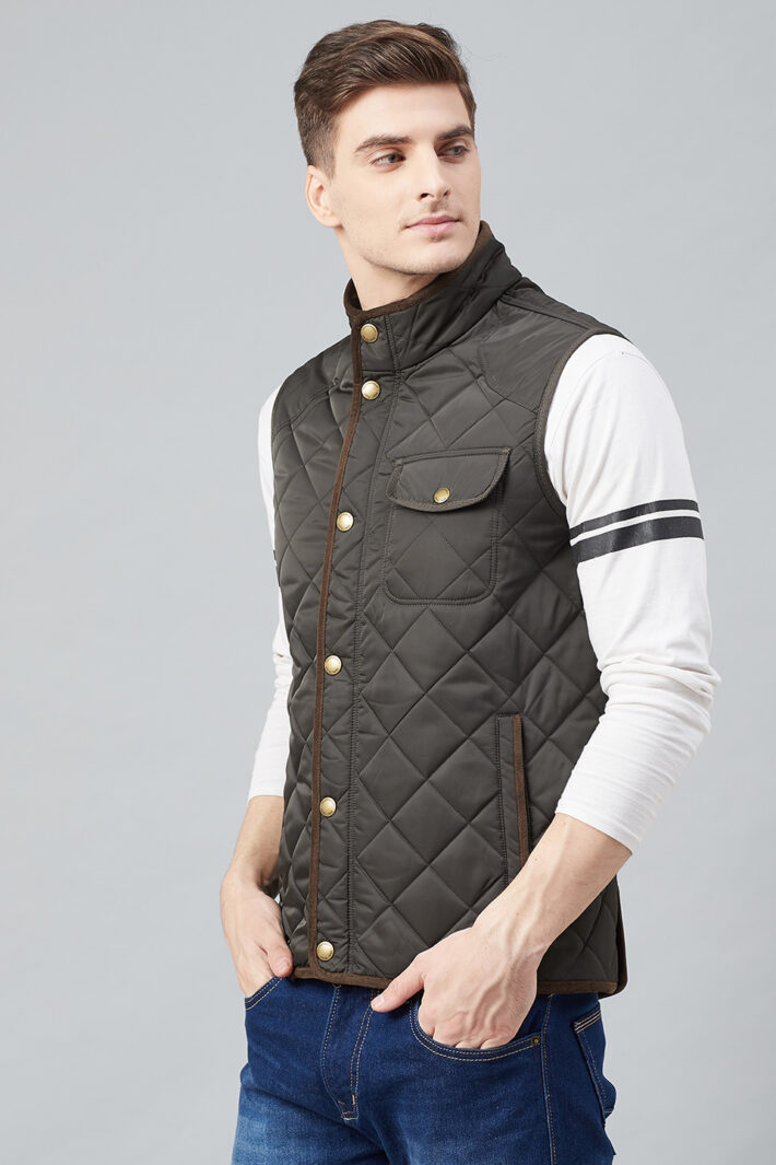 Fahrenheit Quilted Sleeveless Jacket Brown